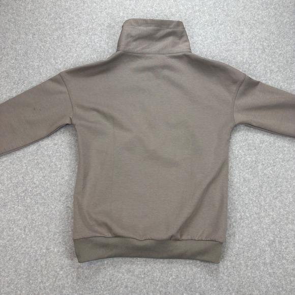 Fashion Quarter Zip Pullover Womens S Tan Sweatshirt Plain Minimalist Casual NWT - Picture 2 of 10